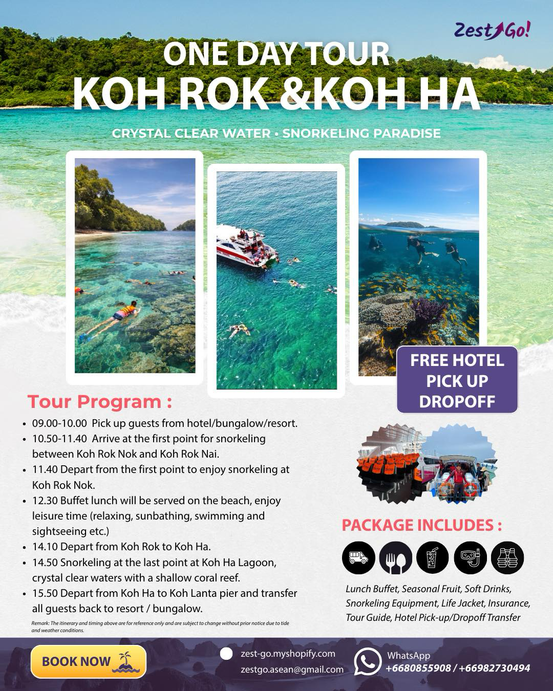 Koh Rok & Koh Ha One Day Tour from Koh Lanta - Crystal Clear Water Snorkeling Paradise